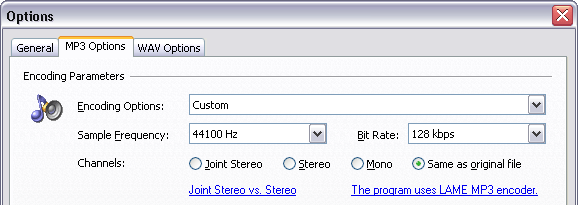 MP3 Encoding Options