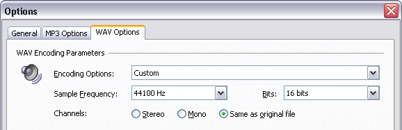 WAV Encoding Options